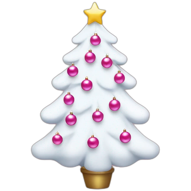 White Christmas tree with cute pink ornaments on it emoji