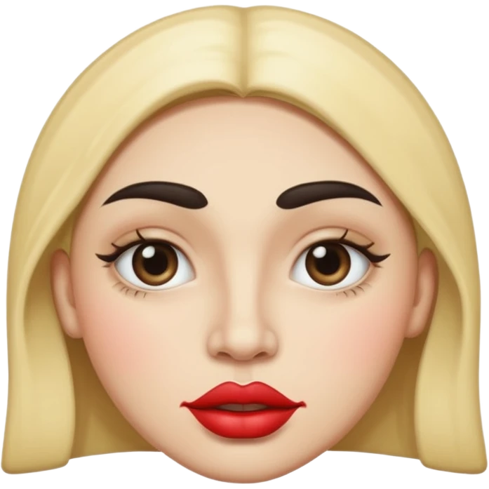 Moon face with giant lips and very thick eyebrows emoji