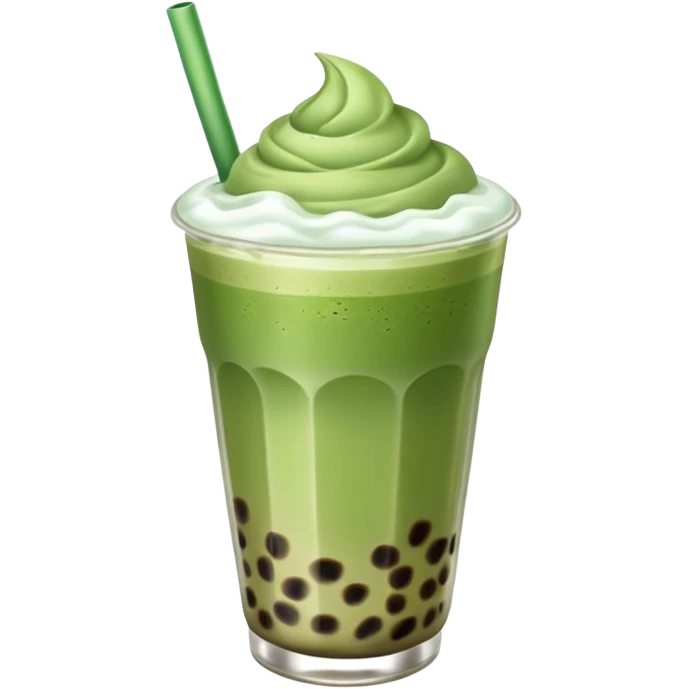 matcha latte with boba and ice without sticks for drinking and add a lil coffee  emoji