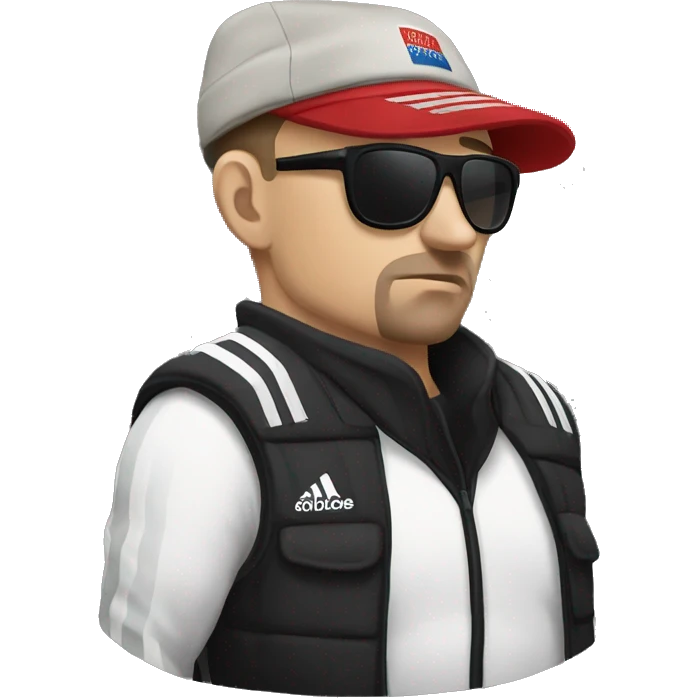 russian gangster with Adidas costume and russian hat emoji