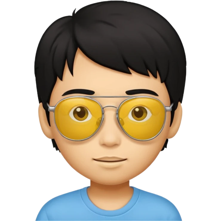 black hair kid with yellow sunglasses emoji