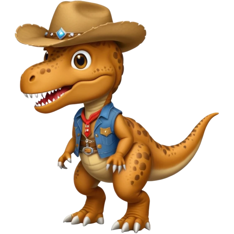 trex dinosaor with cowboy helmet with cowbot clothes emoji