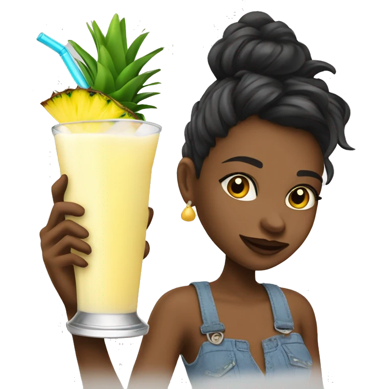 girl drinking a piña colada out of a glass ￼ emoji