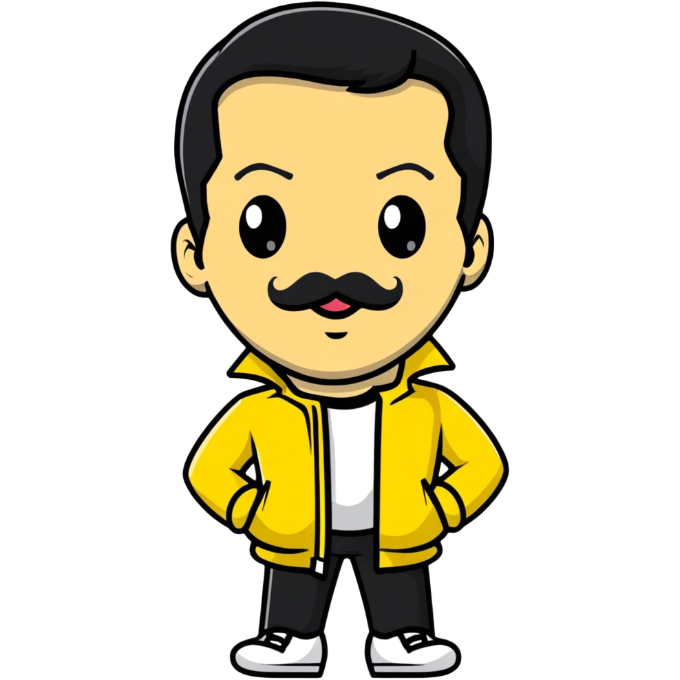 Freddie Mercury in yellow jacket from Live Aid emoji