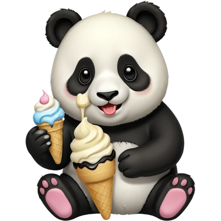 Panda eating ice cream emoji