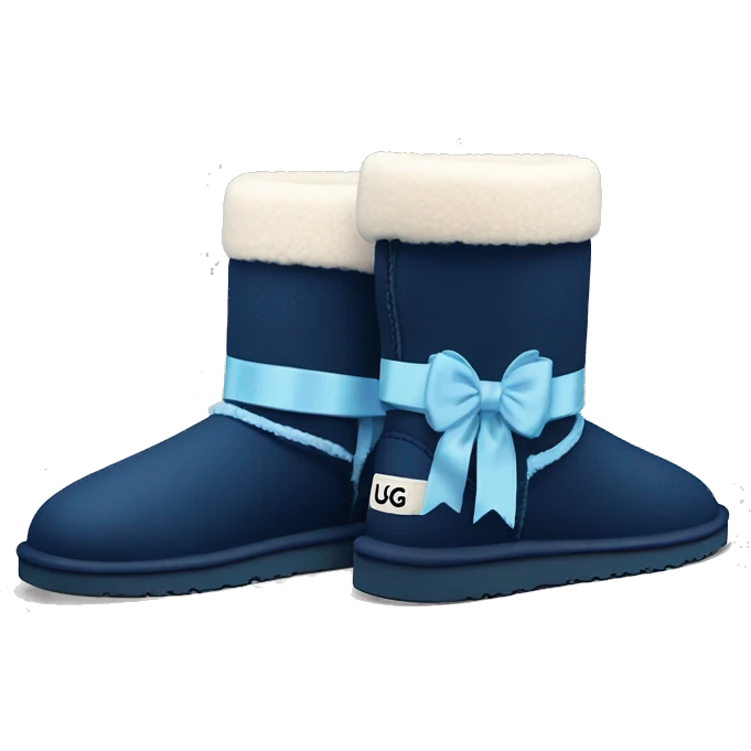navy blue Ugg boot with light blue ribbon bow emoji