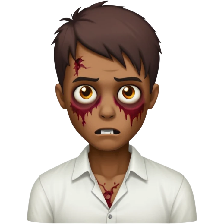a zombie bronw emo man hard opium with white shirt emoji