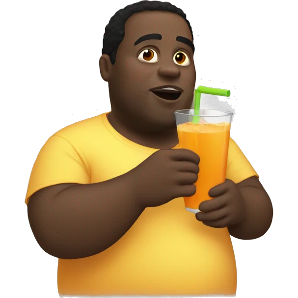 Fat black guy drinking juice  emoji