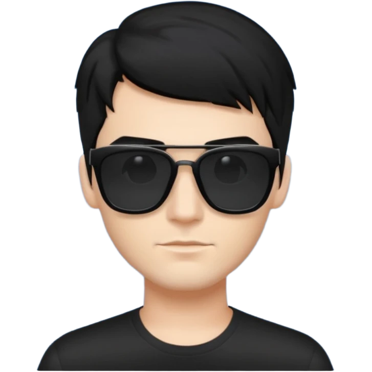 fair man with cool black hair with square dark shades emoji