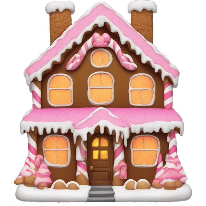 Ginger bread house with pink decor emoji