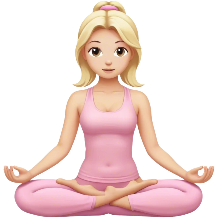blonde yoga girl light pink clothes n emoji