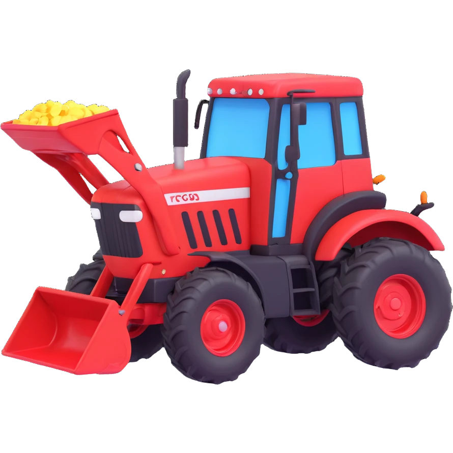 red tractor with a scoop, 3D style emoji