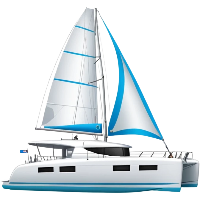 catamaran that looks like a lagoon 42 on a white background. Just the catamaran with no wording on the boat emoji