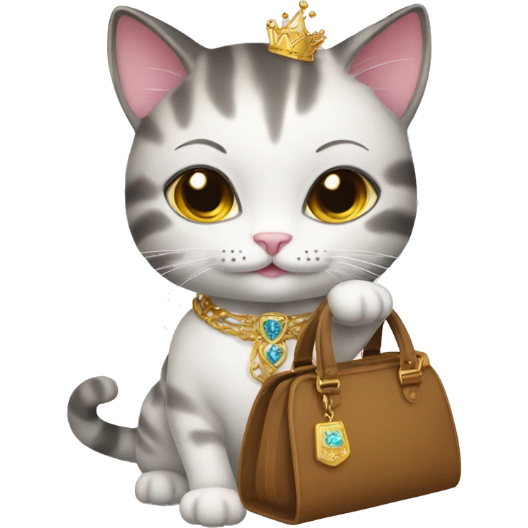 Princess Cat with hand bag  emoji