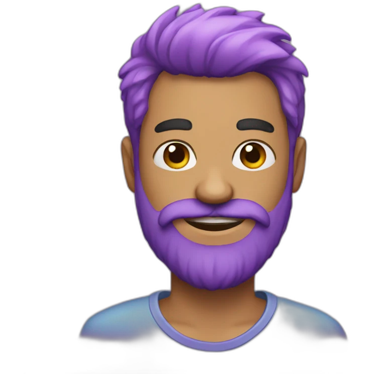 man with purple hair and glittery pink beard emoji