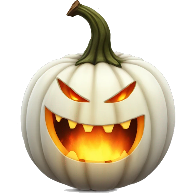evil white pumpkin with fire emoji