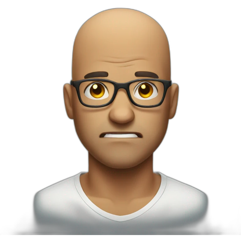 Bald man with glasses angry emoji