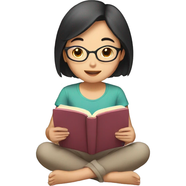 Asian girl reading a book emoji