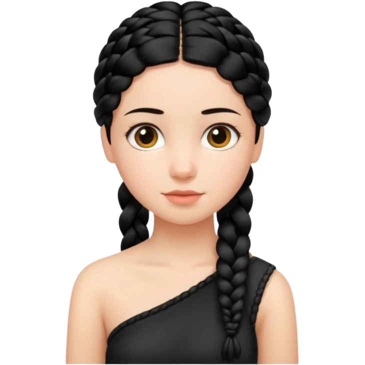 Girl with black braid  on one shoulder  emoji