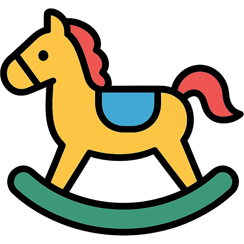 rocking horse, playful and minimal, color icon style emoji