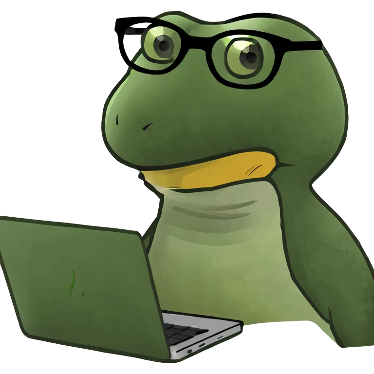 Telegram-style duck wearing glasses, programming Python on a laptop emoji
