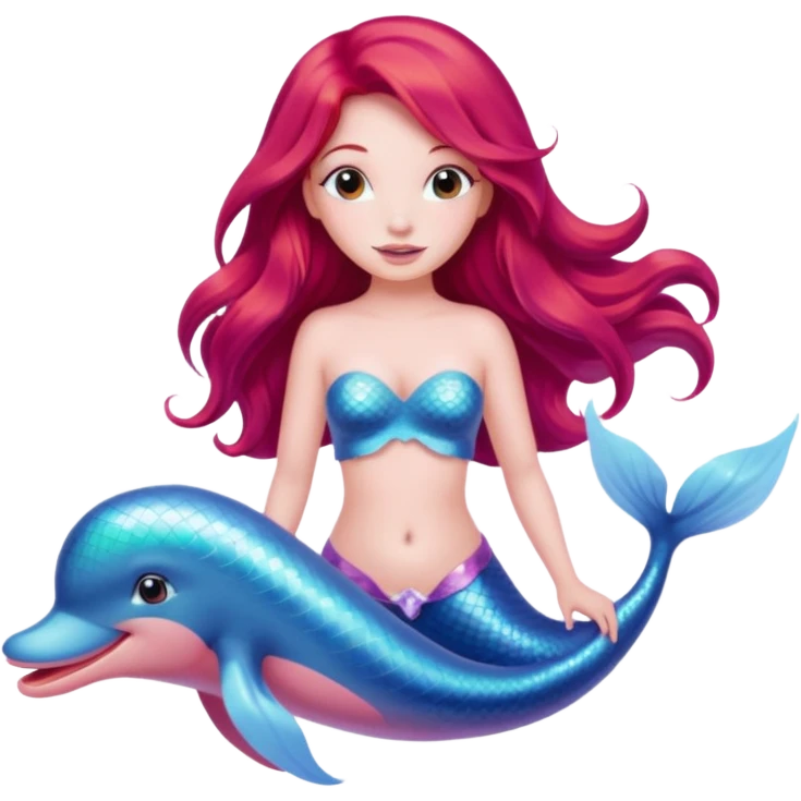 Pink dolphin emoji with ariel mermaid emoji