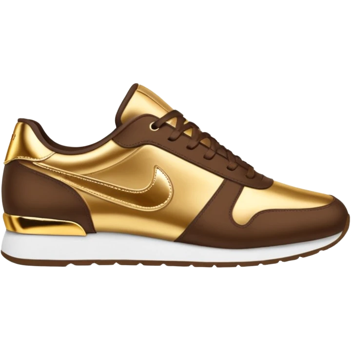 Metallic 24k gold and mocha brown womens stylish sneakers emoji