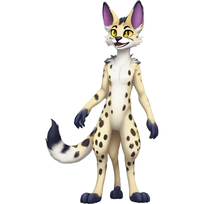 Anthro Epic Beautiful Handsome Pretty Colorful Sergal-Serval-Vernid full body emoji