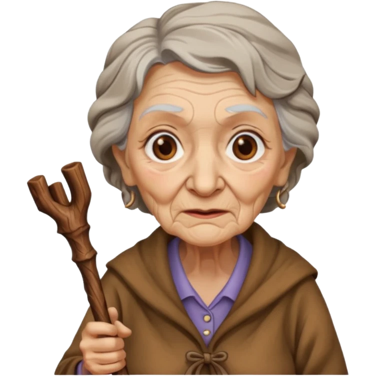 old woman, walking stick emoji