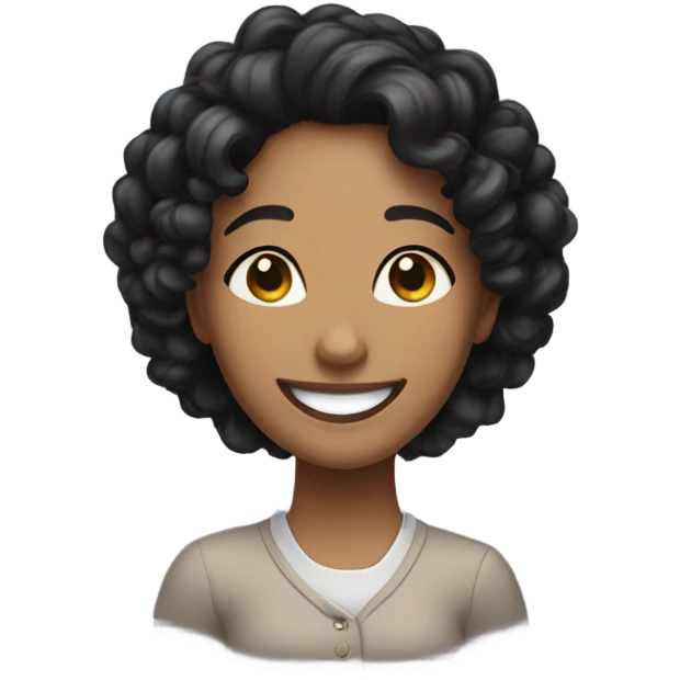 A happy and smiling curly balsck hair woman  emoji