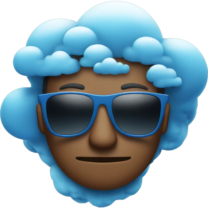 A blue cloud is wearing sunglasses and the views must be keyframe emoji