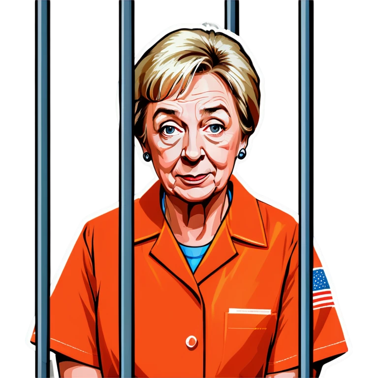 Gov Janet mills arrested in an orange jumpsuit behind bars make her more realistic and wrinkled  emoji