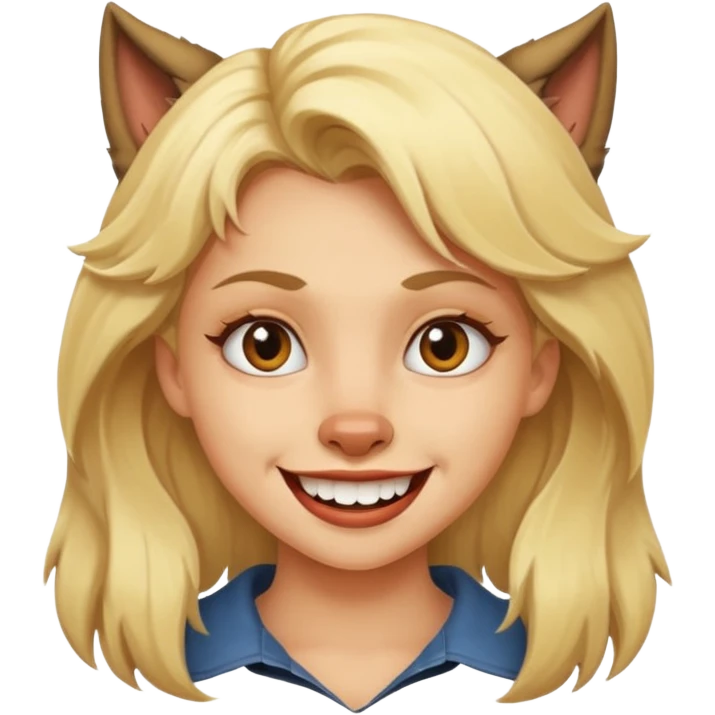 blonde girl with a smile werewolf  emoji