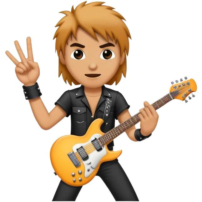 rock and roll hand gesture, electric guitar, heavy metal band emoji