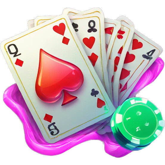 gambling cards with neon elements emoji