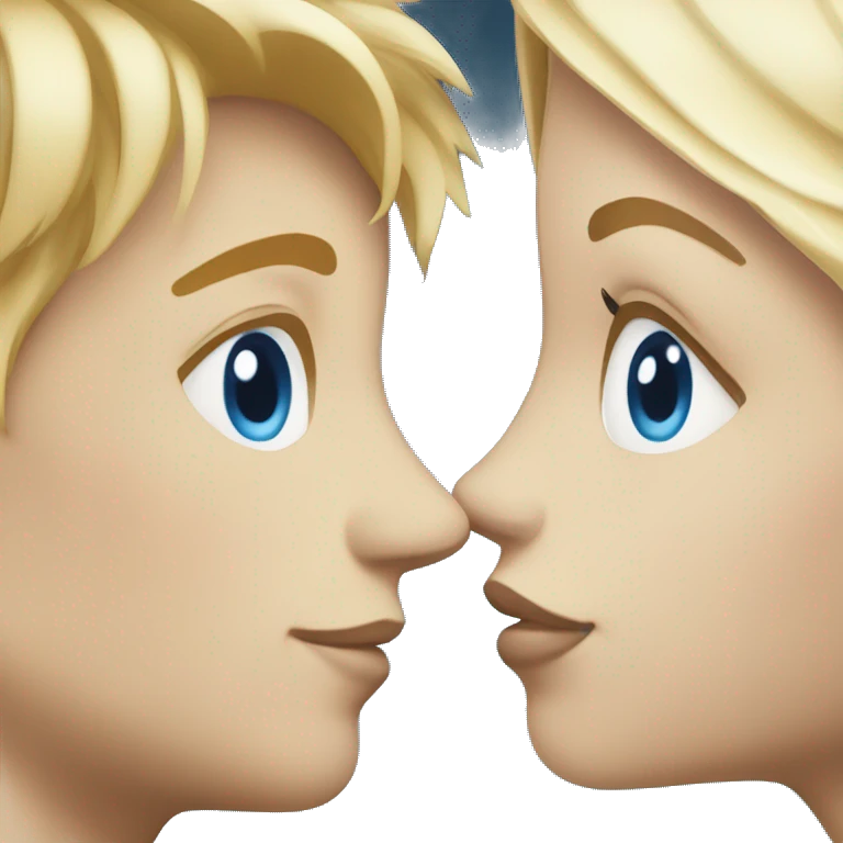 blonde girl blue eyes kissing blonde boy blue eyed white guy emoji
