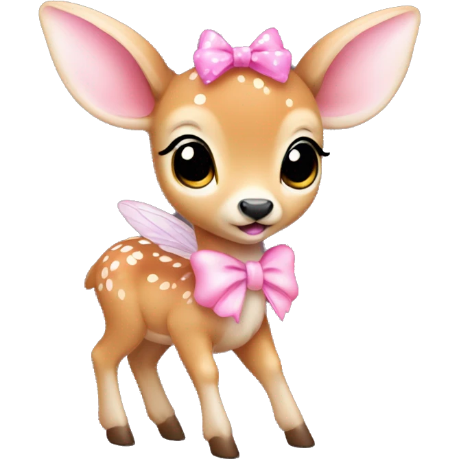 baby deer with fairy wings and a pink bow around its neck  emoji