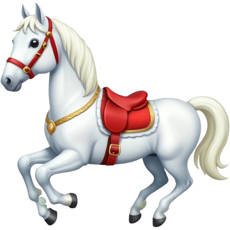 christmas new year's white horse with a red saddle emoji