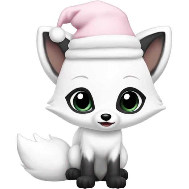 christmas arctic fox pale pink hat full body emoji