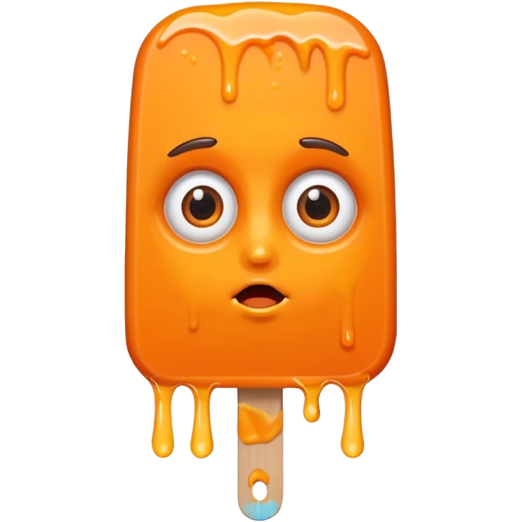orange popsicle with eyes and hair emoji