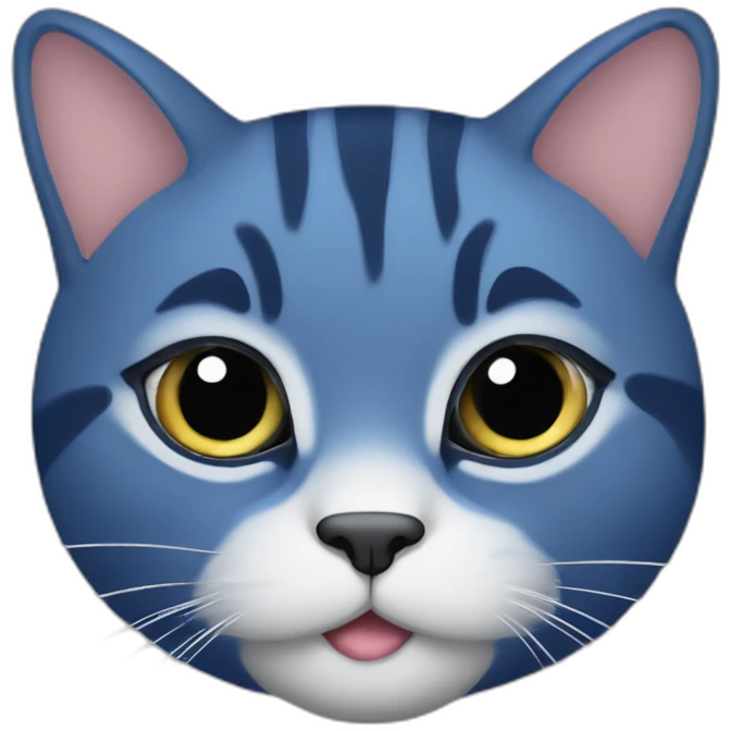 Deep blue pudgy big cute cat emoji
