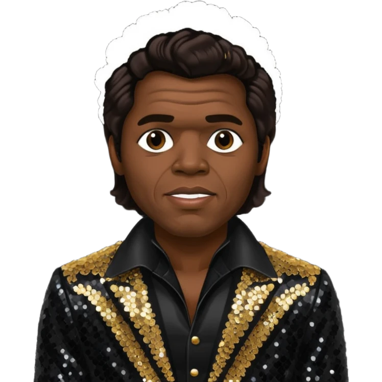 James Brown with dark brown, black sequin outfit emoji