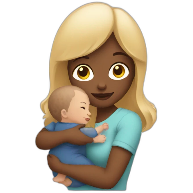 A white women holding a baby  emoji