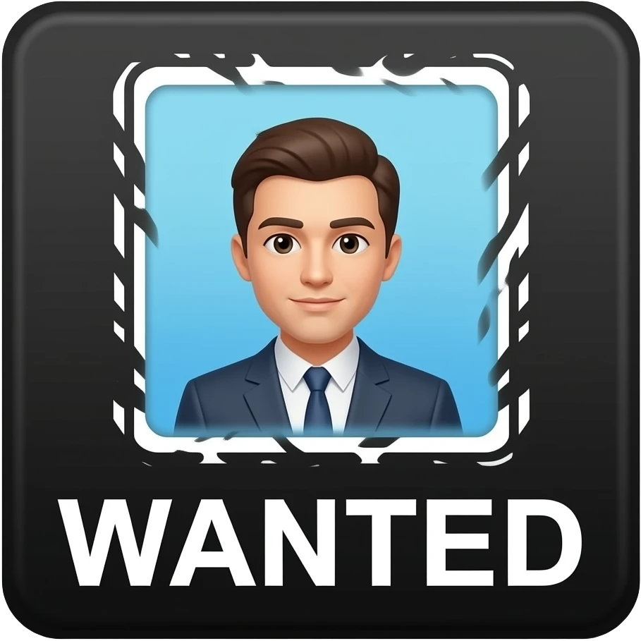 wanted poster with an square for a picture and the text 'WANTED' at the bottom emoji