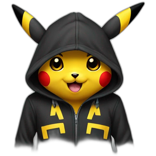 Pikachu en sweat à capuche noir emoji