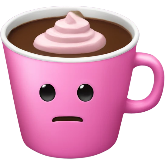 Pink cup with hot chocolate and marsivisks emoji
