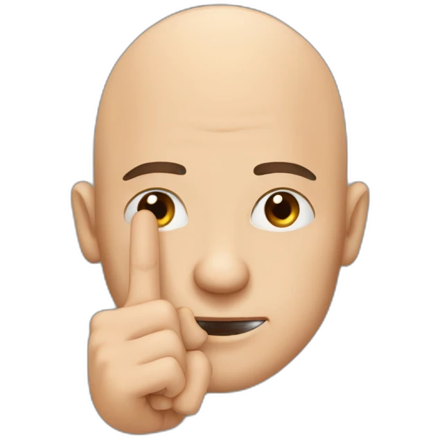 bald man with ring finger. middle finger. point finger. emoji