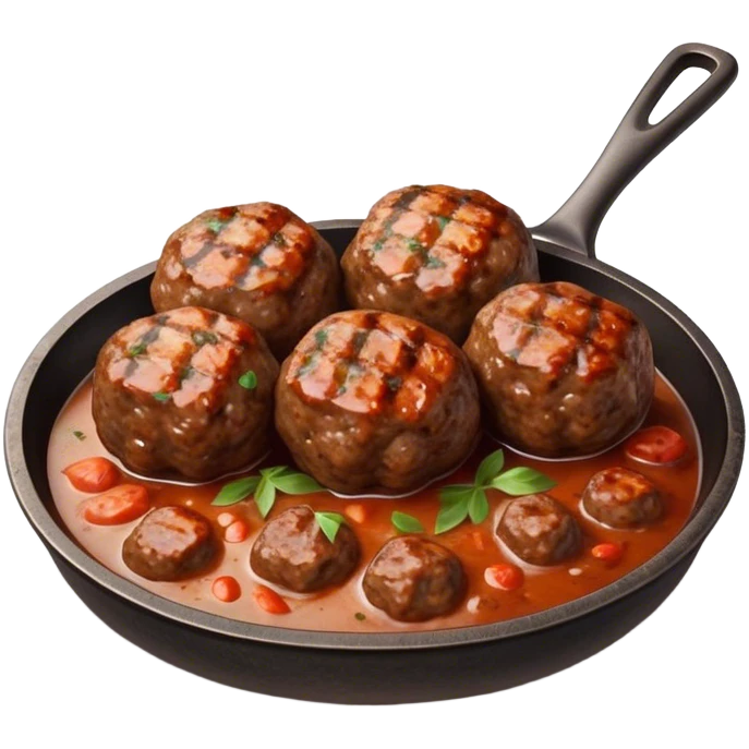 Cinematic Realistic Kofte Dish Emoji, depicted as seasoned, grilled meatballs with a charred exterior rendered with lifelike textures and robust, appetizing lighting. emoji