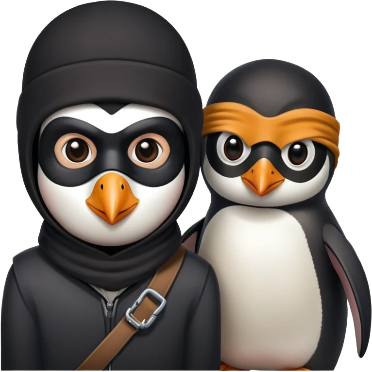 A penguin and a robber emoji