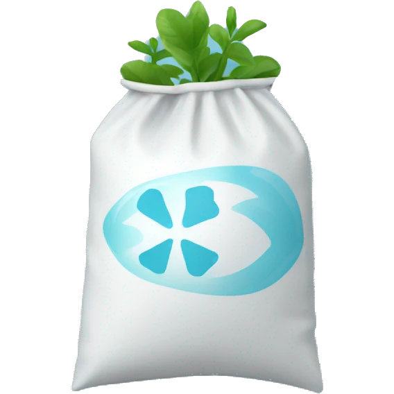 fertilizer bag with light blue background with plant symbol emoji